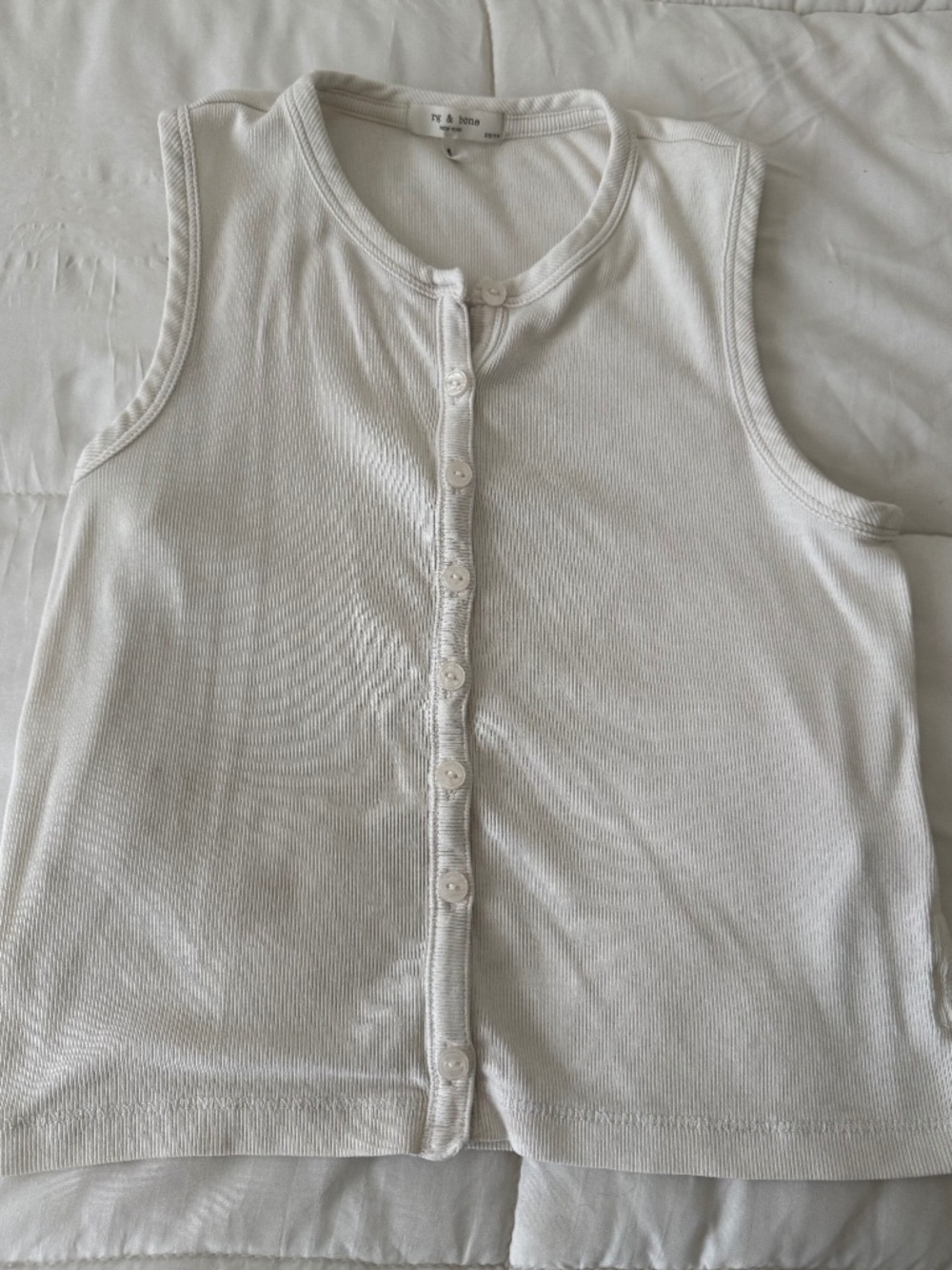 Rag & Bone White Button Henley Tan | XS